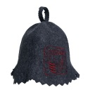 ШАПКА ДЛЯ САУНЫ - КЕПКА ДЛЯ САУНЫ 100% ОВЕЧЬЯ ШЕРСТЬ СЕРЫЙ С ЛОГОТИПОМ КРАСНЫЙ