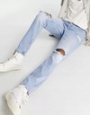 Asos Design kqa spodnie zwężane ripped niebieskie jeans W32/L34