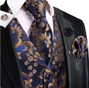 Квадратные запонки с карманом XL Vest Tie ТЕМНО-СИНИЕ золотисто-коричневые