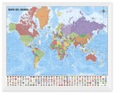 Политическая карта мира на стене. Испаноязычная версия. Плакат 50х40 см.