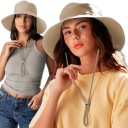 ЛЕТНЯЯ ЖЕНСКАЯ ШЛЯПА С БОЛЬШИМИ ПОЛЯМИ, СОЛНЦЕЗАЩИТНЫЙ КРЕМ, UPV-ФИЛЬТР 50+, БЕЖЕВЫЙ