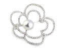 БРОШЬ цветок цветок - кристаллы с жемчугом