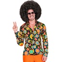 РУБАШКА МУЖСКАЯ, ЧЕРНАЯ, ЦВЕТЫ, ХИППИ 70-Х, ​​XXL