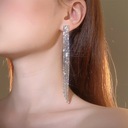 Длинные серьги-нитки с серебряными кристаллами, подвесные блестящие 12см
