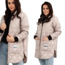 КУРТКА ЖЕНСКАЯ СТЕГАНАЯ С КАПЮШОНОМ ДЛИННАЯ ВЕСНА ОСЕНЬ БЕЖЕВАЯ 52 6XL