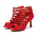 BUTY DO TAŃCA TANECZNE SZNUROWANE CZERWONE 8,5cm