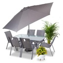 Zestaw mebli ogrodowych stół i komplet 6 krzeseł FLORIDA + parasol 8 el.