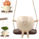 ПОДВЕСНОЙ ЦВЕТОЧНЫЙ ГОРШОК С КАЧУШКОЙ ЦВЕТОЧНЫЙ ГОРШОК С УЛЫБКОЙ-ЛИЦОМ БЕЖЕВЫЙ