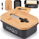 СТАЛЬНАЯ МАСЛЕНКА КОНТЕЙНЕР ДЛЯ МАСЛА С КРЫШКОЙ + НОЖ ДЛЯ РАЗДАЧИ