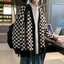 Kardigány Šachovnicový károvaný sveter Pánske športové Veľkosť XL