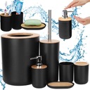 НАБОР ДЛЯ ВАННОЙ 6 ЭЛЕМЕНТОВ АКСЕССУАРЫ ДЛЯ ТУАЛЕТА КОРЗИНА ДИСПЕНСЕР ЧЕРНЫЙ НАБОР