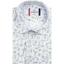 Рубашка мужская элегантная деловая к костюму, белая, с узорами, SLIM FIT E518