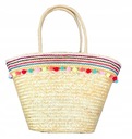 ПЛЯЖНАЯ СУМКА С ПОМПОНАМИ, БОЛЬШАЯ СОЛОМЕННАЯ КОРЗИНА