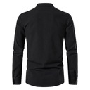 Pánska košeľa príležitostná vzdušná ľanová väzba Dominujúca farba čierna