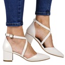 iShoes ТУФЛИ ЖЕНСКИЕ САНДАЛИИ НА НИЗКОМ УДОБНОМ КАБЛУКЕ, ЖЕМЧУЖНЫЙ