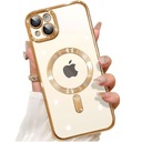 Etui MagSafe Case do iPhone 15 Glamour Luxury obudowa Slim Ring Alogy Złoty