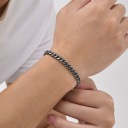 Oxidált patentos páncél karkötő (6 mm) Anyag acél