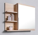 Шкаф для ванной комнаты с зеркалом, полками и светодиодной подсветкой - Дуб Сонома Правый