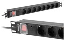 LANBERG PDU 19 1U 16A 8X schuko 2M удлинитель для стойки черный