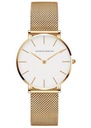 Dámske hodinky elegantný dobrý zlatý náramok mesh casual fit