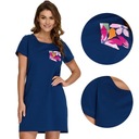 НОЧНАЯ РУБАШКА ЖЕНСКАЯ, ХЛОПОК, ТЕМНО-СИНЯЯ С ЦВЕТАМИ SENIZO XXL