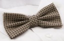 Мужской галстук-бабочка и нагрудный платок - Альти - Бежевый с геометрическим узором