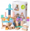 DREWNIANE KLOCKI Z SORTEREM KSZTAŁTÓW WIADERKO 100 SZT ECOTOYS