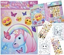 КНИГА-РАСКРАСКА x25 ЭМОДЗИ ЕДИНОРОГИ + НАКЛЕЙКИ, МЕЛКИ
