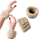 СПА-БРАСЛЕТЫ ДЛЯ УХОДА ЗА ЛИЦОМ, ПЛЮШЕВЫЕ, БЕЖЕВЫЕ, 2 ШТ.