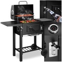 PROFESJONALNY GRILL OGRODOWY WĘGLOWY + PÓŁKI + POPIELNIK + POKRYWA + RUSZT