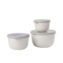 НАБОР ИЗ 3 БЕЛЫХ МЕПАЛЬНЫХ ЧАШ CIRQULA С КРЫШКОЙ