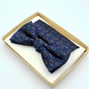 МУЖСКОЙ ЭЛЕГАНТНЫЙ ТЕМНО-СИНИЙ ГАЛСТУК-БАБОЧКА С КАРМАННЫМ УЗОРОМ