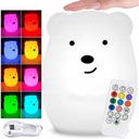 Светодиодный силиконовый ночник с плюшевым мишкой, управляемый сенсорным пультом дистанционного управления, красочный свет