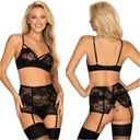 Комплект нижнего белья Obsessive Peonesia с поясом S/M