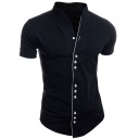 Мужская повседневная рубашка с гладким воротником-стойкой, комфортная тонкая