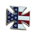 Металлическая булавка с мальтийским крестом и флагом США