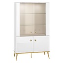 Шкаф-витрина, шкаф для гостиной, белый глянец, стекло LED, ATHENA - Furnimasters