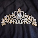 Свадебная диадема с цирконами, тиара, металлическая корона, золото, 4,5 см.
