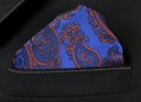 Синий мужской нагрудный платок с узором пейсли