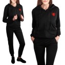 ЖЕНСКИЙ СПОРТИВНЫЙ БРЮКИ + СВИТШОТ с капюшоном 251 черный XL/2XL