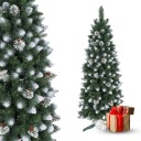 ИСКУССТВЕННАЯ РОЖДЕСТВЕНСКАЯ ЕЛКА СОСНА РОЗА SLIM 220см БОЛЬШАЯ УЗКАЯ, ЗАСНЕЖНАЯ, ТОЛСТАЯ + ПОДСТАВКА