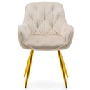 KRZESŁO TAPICEROWANE PIKOWANE GLAMOUR NOWOCZESNE WELUROWE BEŻOWE