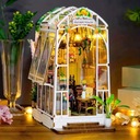 Miniatúrny domček Book Nook Biela oranžová 3D model Podpera Kvety Záhrada Počet prvkov 400