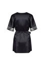Saténový čipkovaný sexy župan Delight dressing gown S/M Dominujúca farba čierna