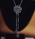 Ожерелье Серебро Черная Роза Цветок Кисточки Стразы Осень Длинные