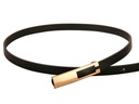 РЕМЕНЬ ЖЕНСКИЙ, черный, узкий, тонкая пряжка золотого цвета