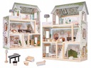 LULILO DOMEK DLA LALEK DREWNIANY FLORO BOHO ŚWIATŁO LED + MEBELKI 78cm