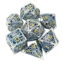 STAROŻYTNE MACKI ZESTAW 7 METALOWYCH KOŚCI RPG