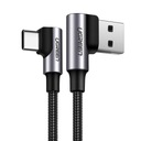 ЗЕЛЕНЫЙ КАБЕЛЬ USB-A НА USB C УГОЛ 90 ГРАДУСОВ QC3.0 PD 3A ОПЛЕТКА 1М