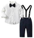 Комплект: рубашка, брюки 140, темно-синий галстук-бабочка, подтяжки.